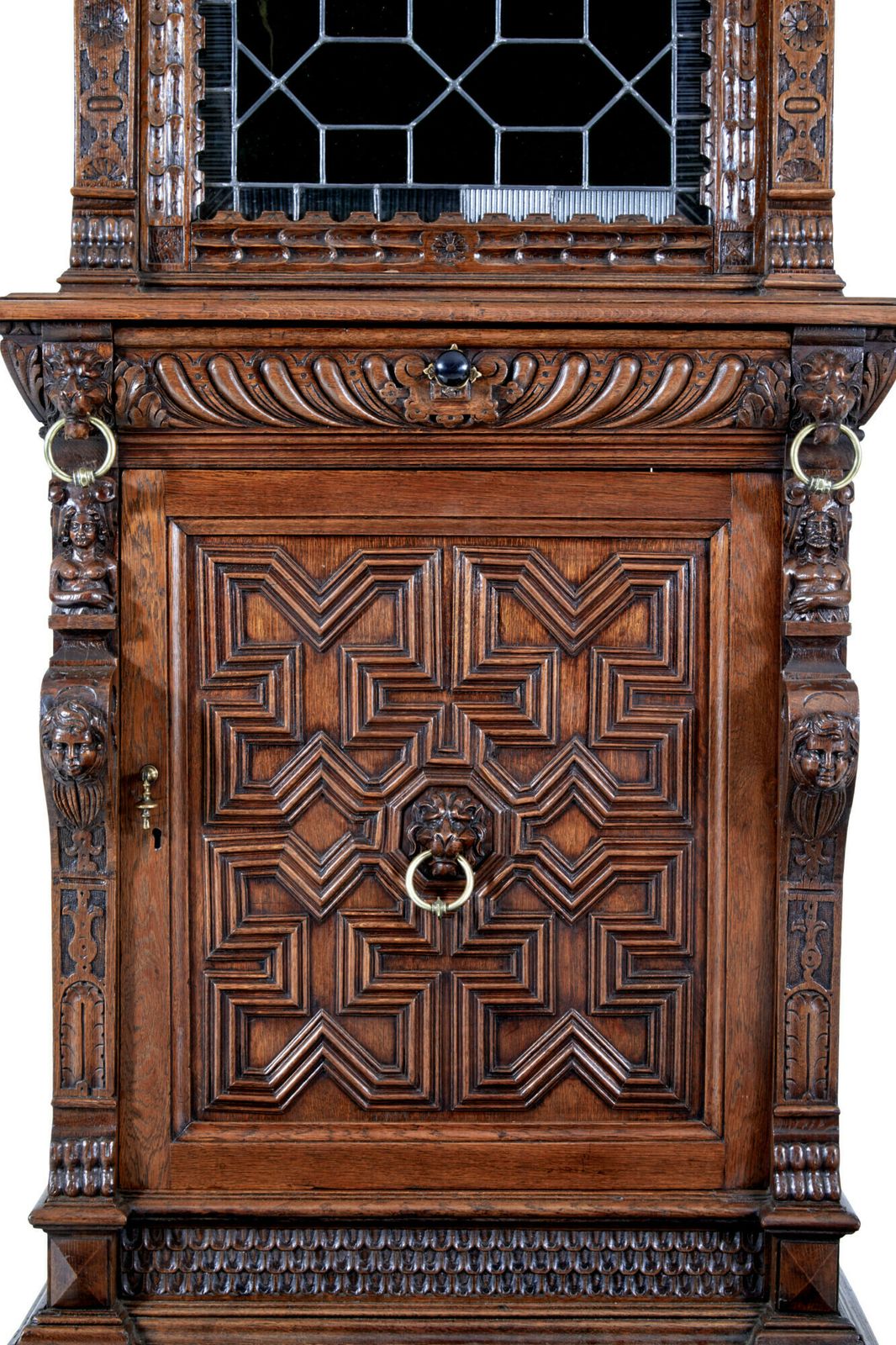 19th Century Flemish Oak And Stain Glass Cabinet photo for sale