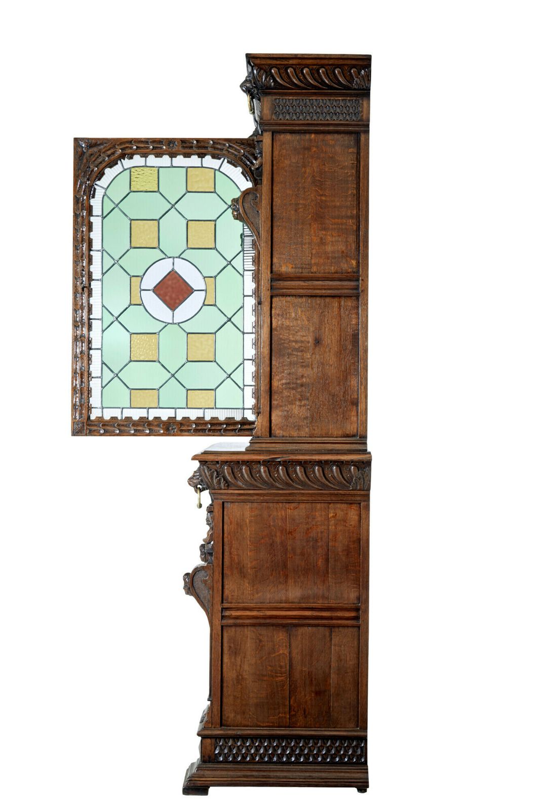 19th Century Flemish Oak And Stain Glass Cabinet photo buy