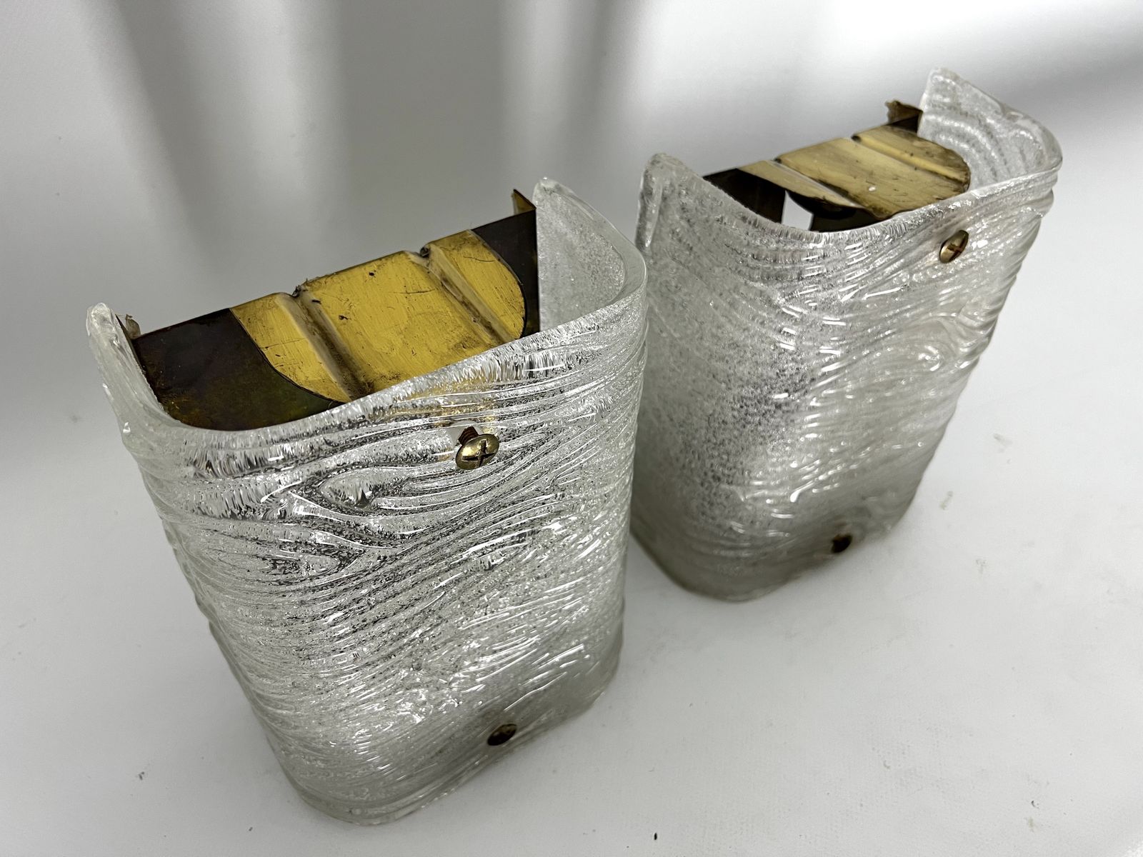 Toni Zuccheri, Mid Century Pair Of Corteccia Murano Glass Sconces For Venini. Italy 1960s photo vintage