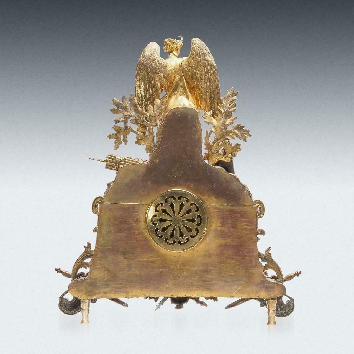 19th Century French Empire Style Ormolu Bronze Mantel Clock C 1870 photo furniture