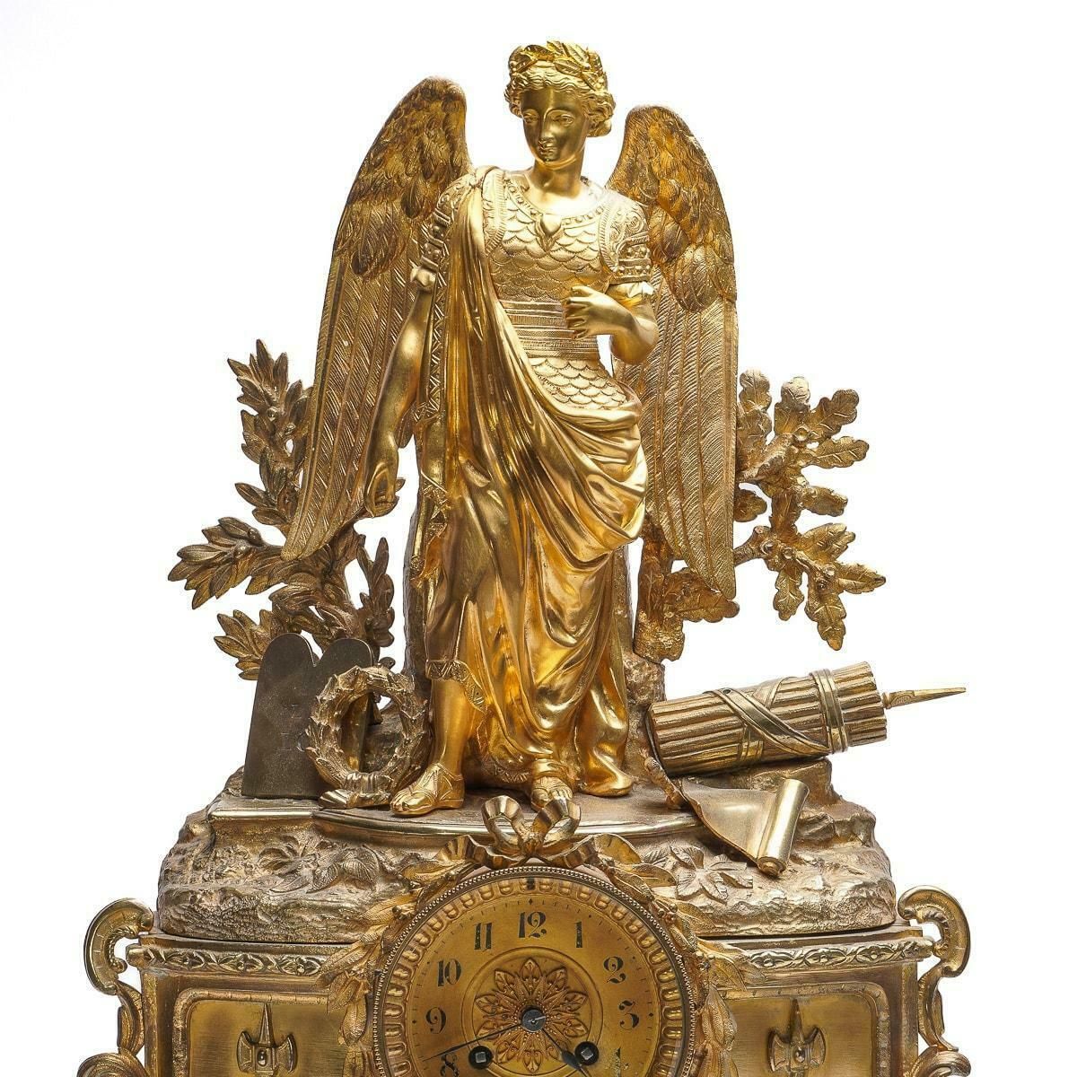 19th Century French Empire Style Ormolu Bronze Mantel Clock C 1870 photo Home Decor