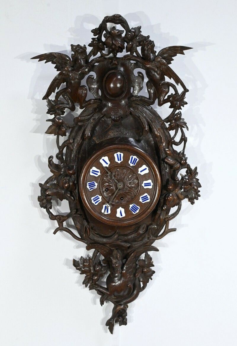 Important Oak Clock Renaissance Style Early 20th Century