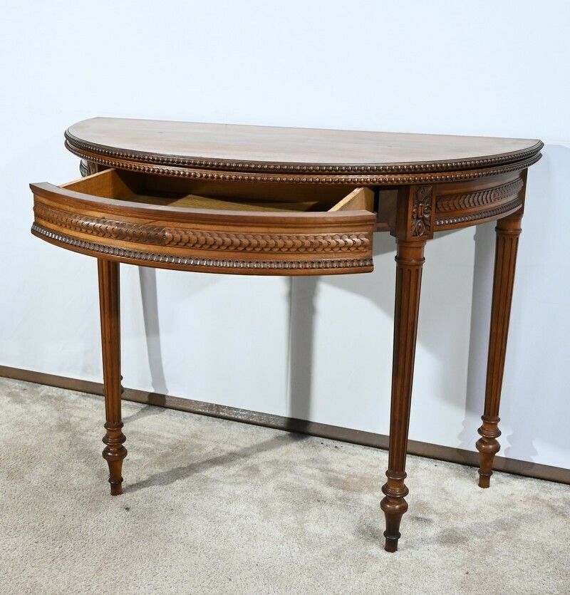 Half Moon Walnut Table Louis XVI Style Late 19th Century photo 2153.4974198200002