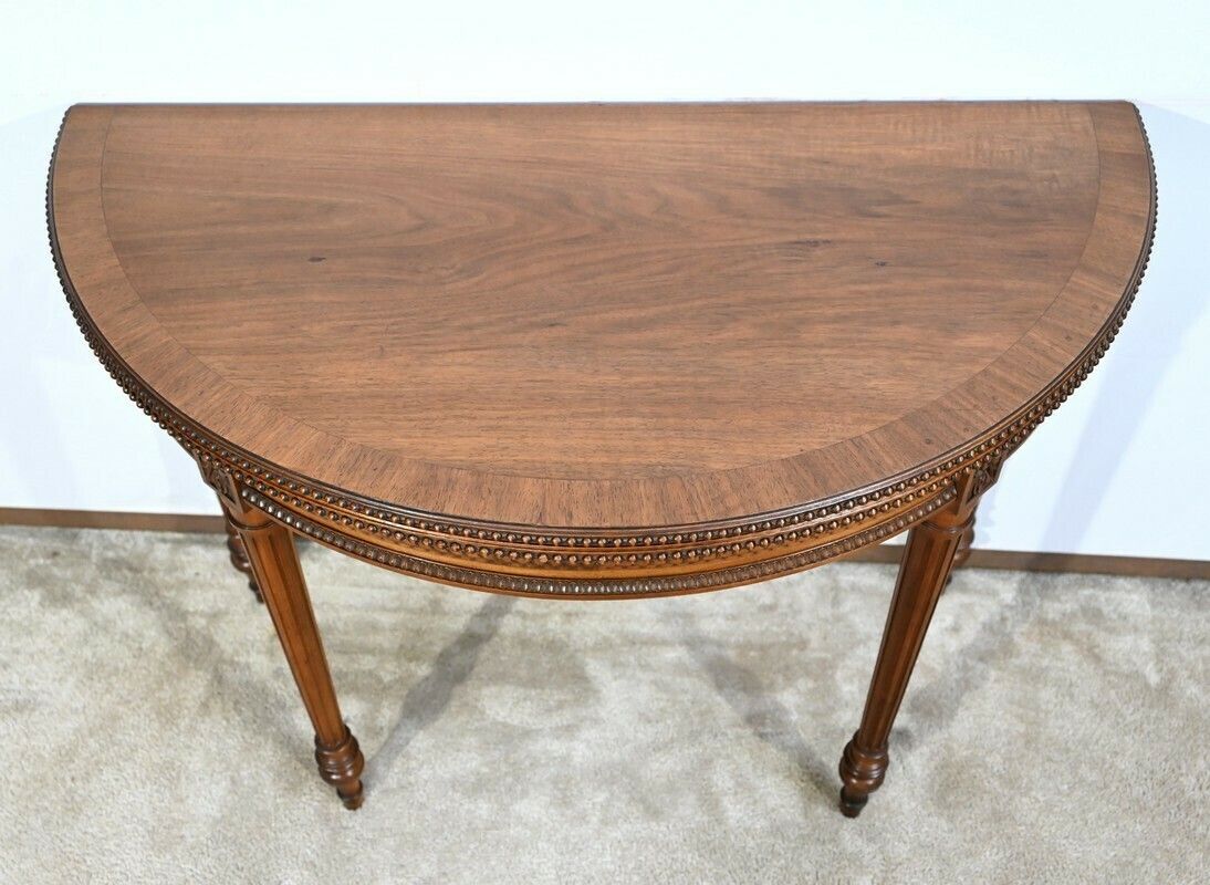 Half Moon Walnut Table Louis XVI Style Late 19th Century photo vinterior