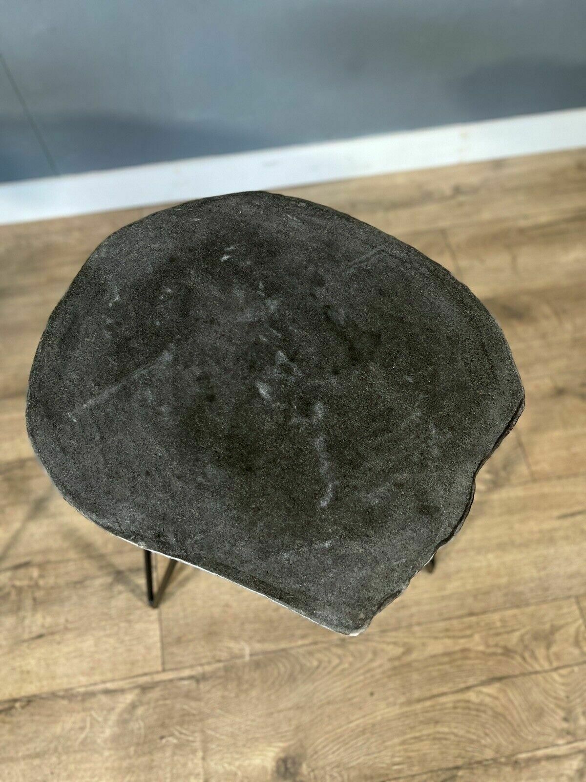 photo furniture Pair Of Modern Stone Side Tables On Hairpin Legs