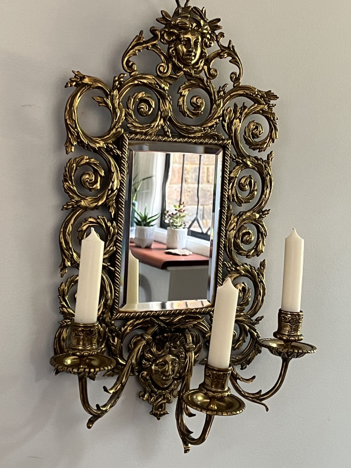 Antique Brass Girandole Wall Sconce photo 255.0