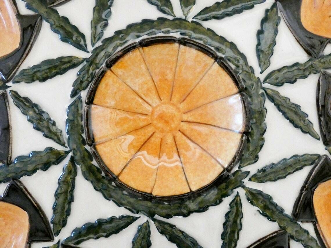 Large Vintage St Jean De Bretagne Oyster Platter, Majolica Oyster Plate, Mid Century French Ceramic Oyster Serving Platter photo 188.0