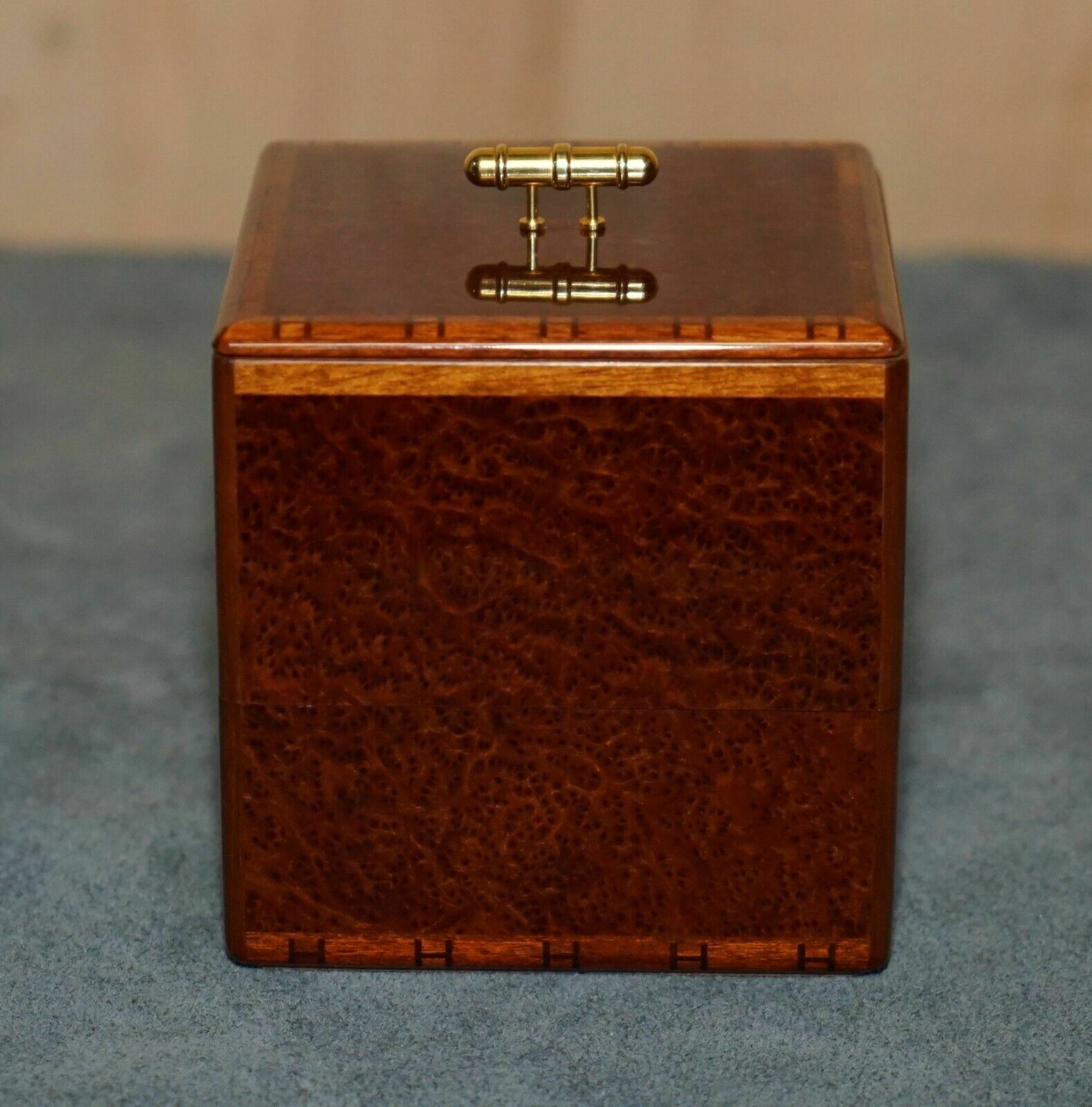Hermes Paris Burr & Burl Walnut & Amboyna Desk Stationery Set Pad Holder Pen Pot photo for sale
