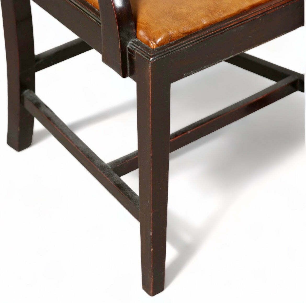 Exceptional Set Of Eight Georgian English Country House Carved Mahogany & Supple Aged Leather Chippendale Dining Chairs Circa 1830 photo 1850.0