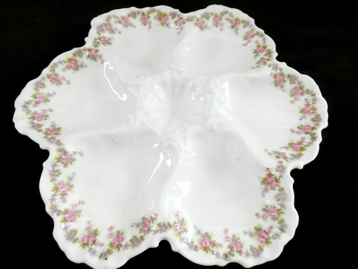 Antique Oyster Plate Limoges, Vintage French Oyster Plate, Limoges Porcelain Oyster Plate, France, 20s photo vintage