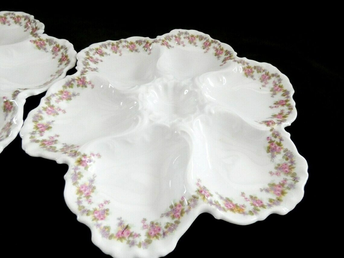 photo furniture Antique Oyster Plate Limoges, Vintage French Oyster Plate, Limoges Porcelain Oyster Plate, France, 20s