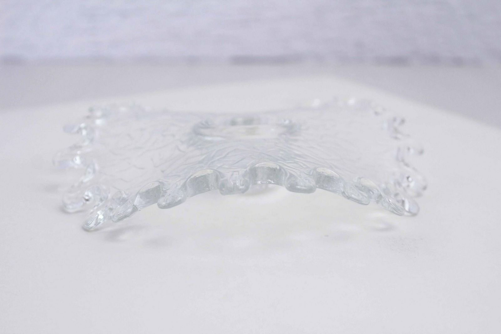 Wavy Glass Candle Holder From The 70s/80s photo for sale