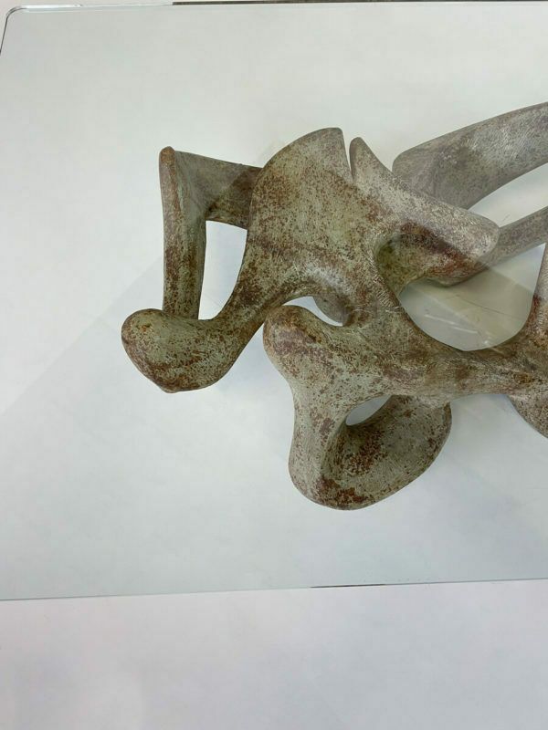 Mid Century Modern Coffee Table Attributed To Claudio Trevi, Glass And Concrete, 1970s photo for sale