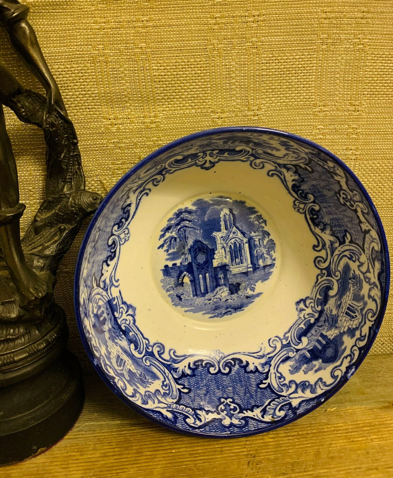 Antique George Jones Delftware Blue And White Bowl Abbey Ware England