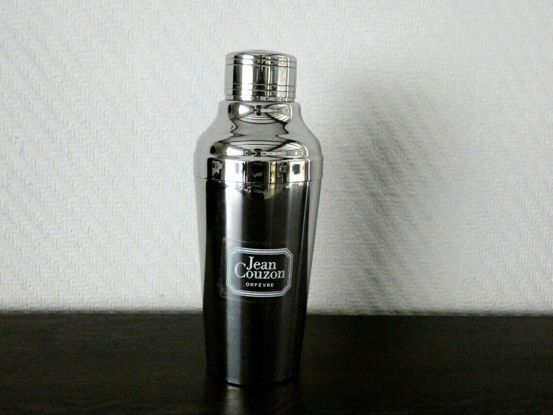 Jean Couzon Cocktail Shaker Vintage French Stainless Steel Martini Shaker, Retro Bar Accessories, Vintage Barware, France 70s