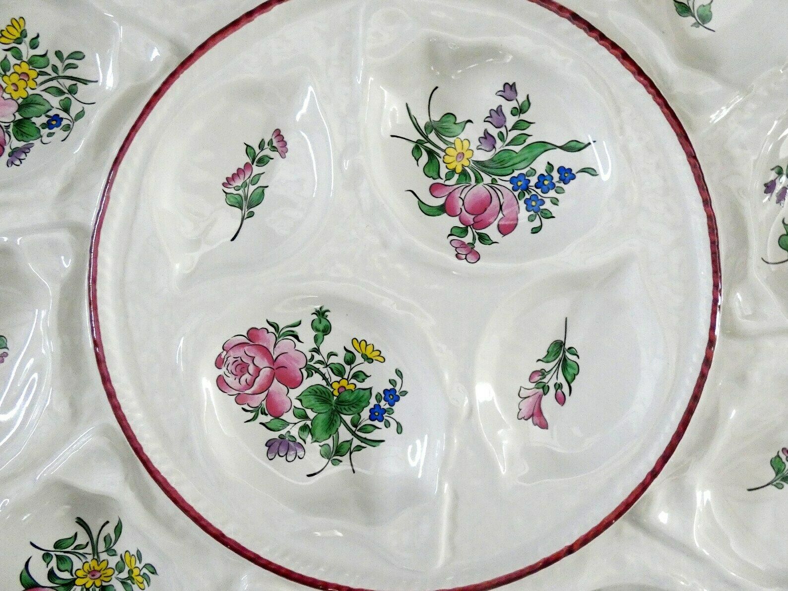 Antique French Luneville Oyster Platter "Old Strasbourg", Vintage Majolica Oyster Plate, French Oysters Serving Platter 50s photo furniture