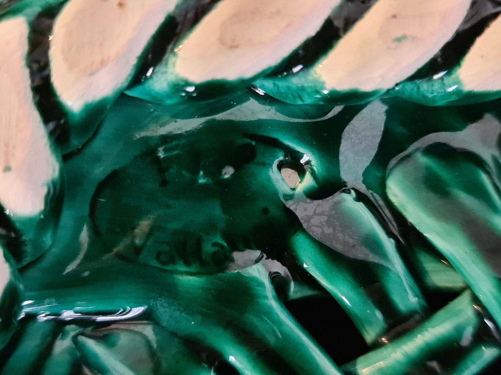 Trivety Signed Vallauris Fpp In Massier Green / 50s / French Ceramics / Craftsmanship / France / Twentieth Century photo vinterior