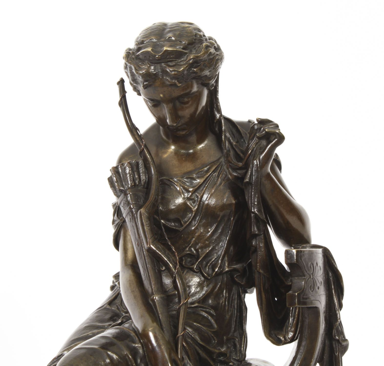 Antique Grand Tour Bronze Sculpture Of Goddess Diana  By Mercié 19th C photo furniture