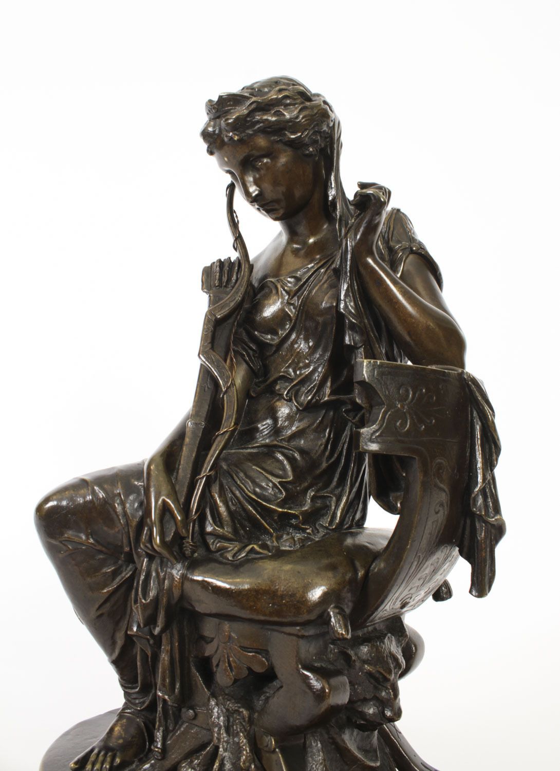 Art Antique Grand Tour Bronze Sculpture Of Goddess Diana  By Mercié 19th C photo