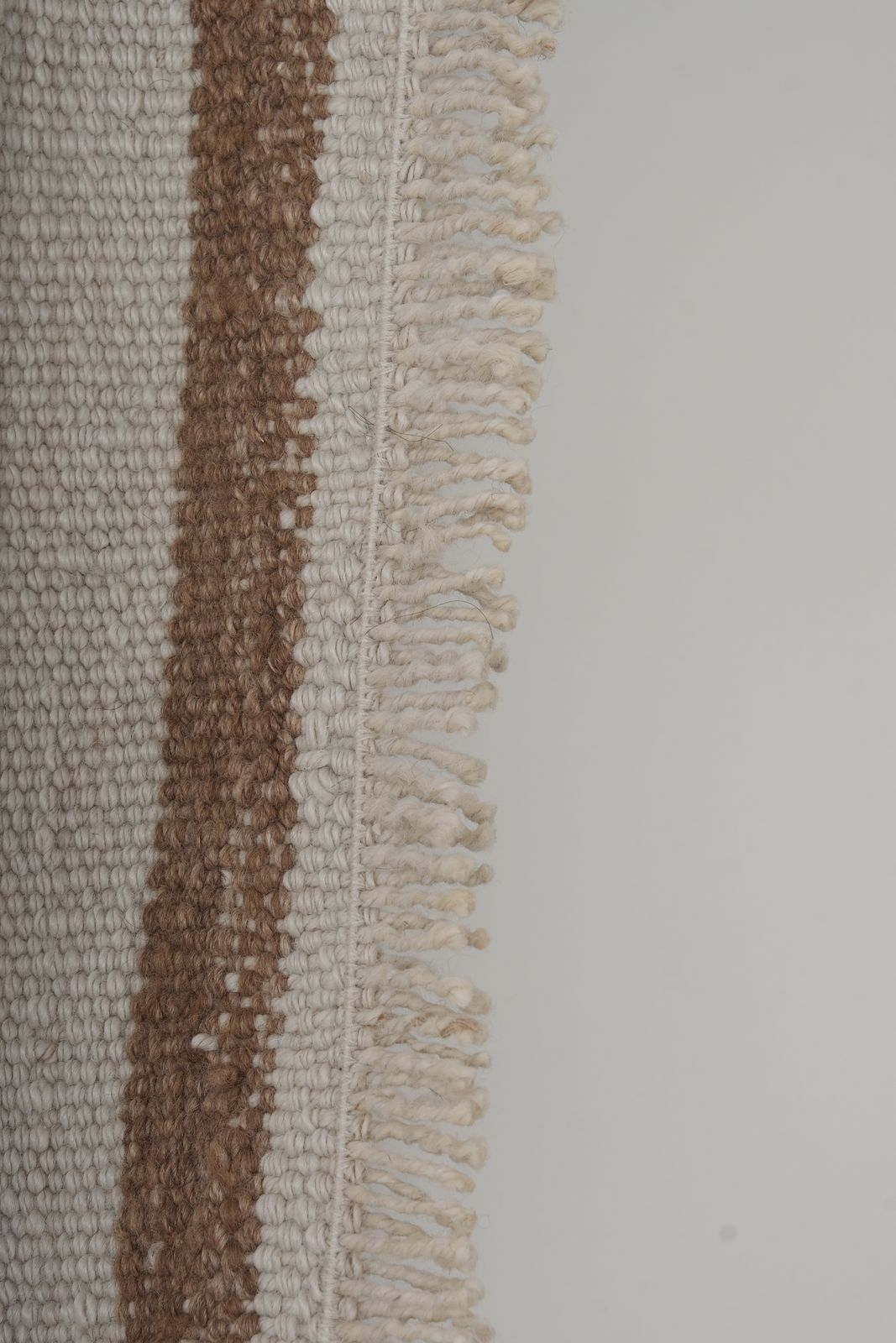 White & Brown Vintage Wool Turkish Herki Runner   Designer Carpet photo vintage