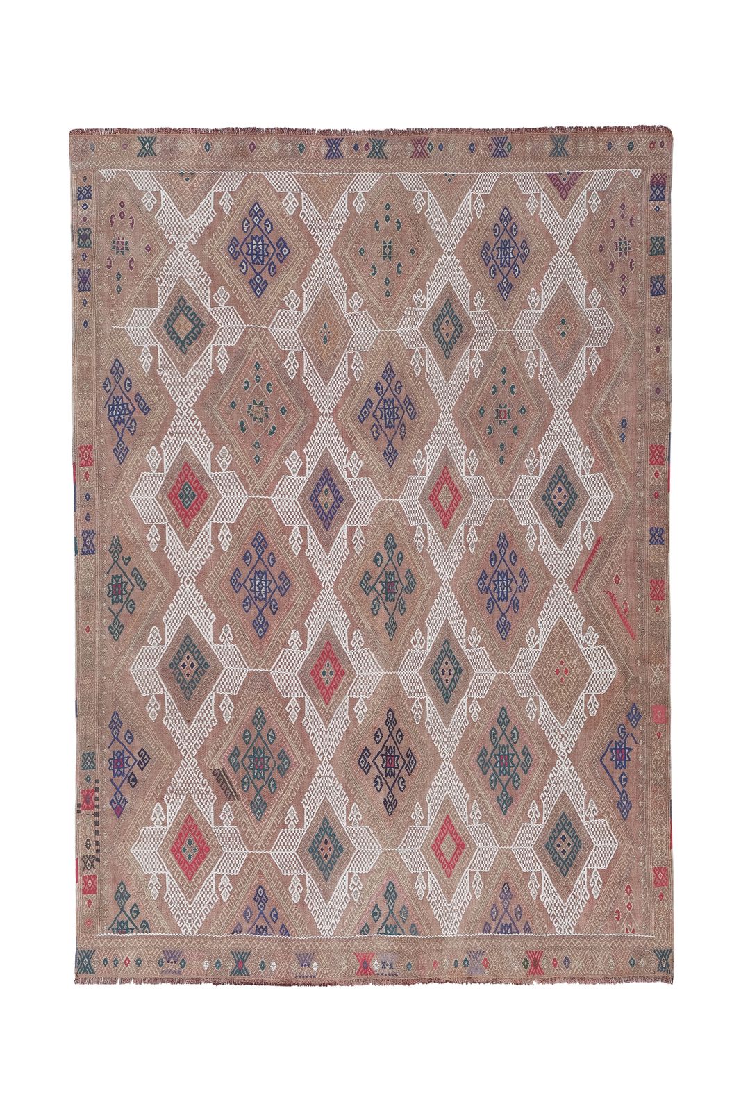 Vintage Taupe Turkish Jajim Kilim Rug 4'10'' X 6'8''