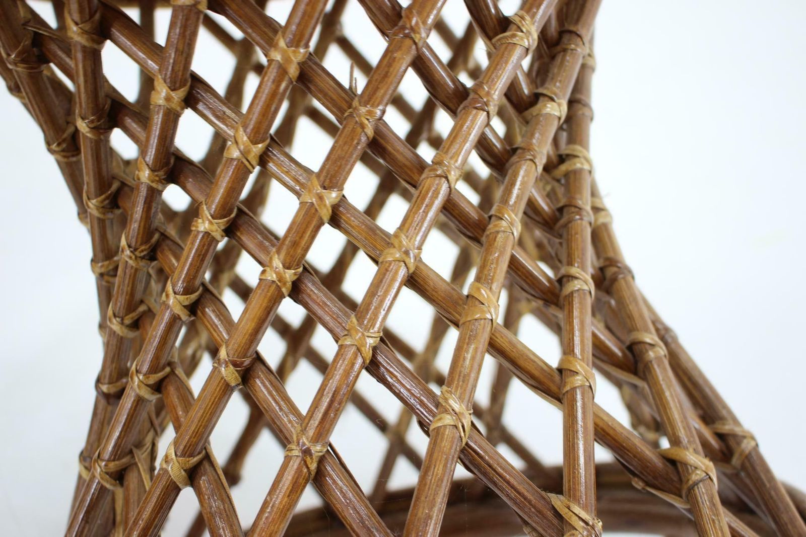 photo vintage 1980s Rattan Armchair And Stool