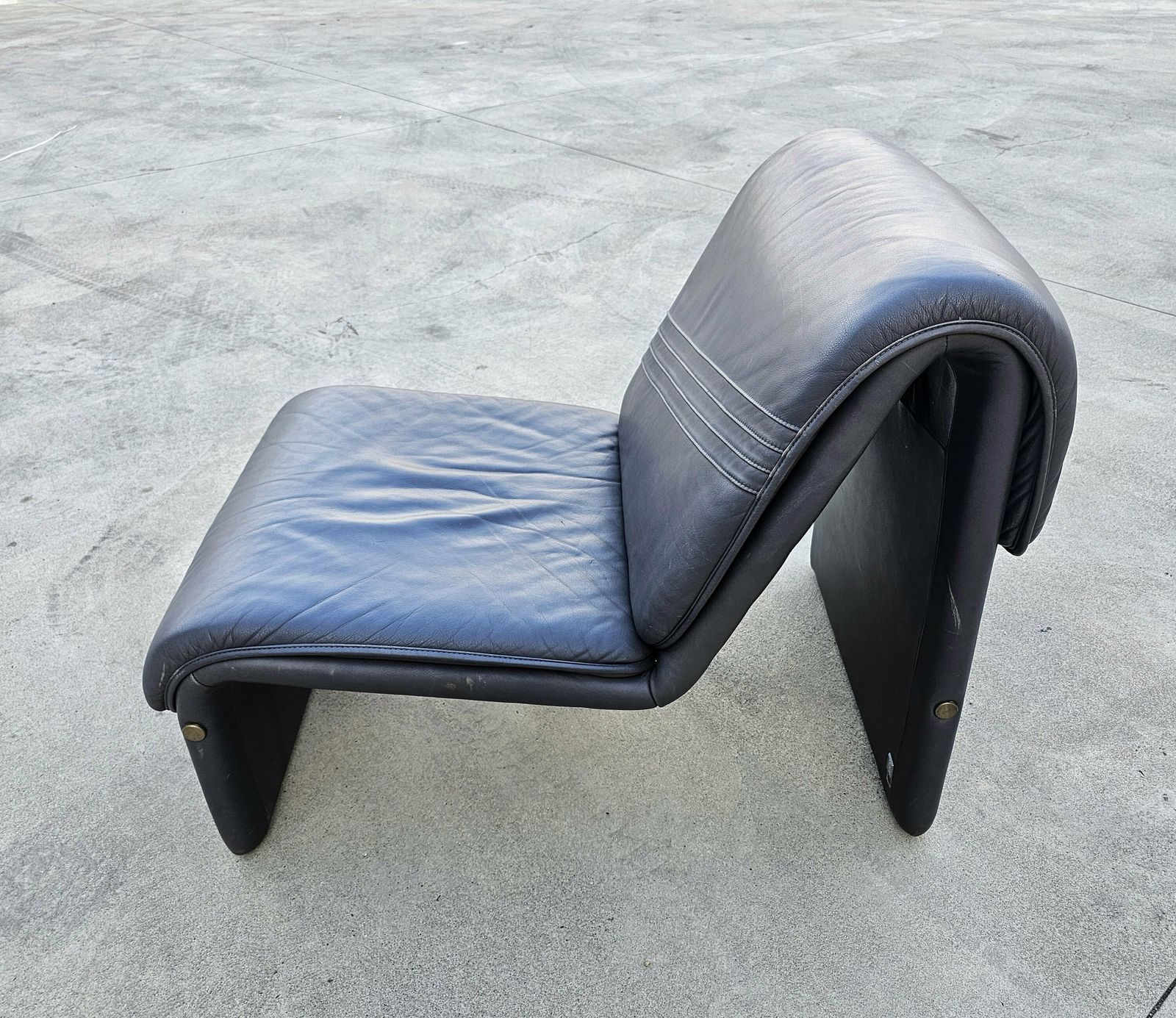 Pair Of Postmodern Minimalist Leather Lounge Chairs In Style Of Etienne Fermigier By Swiss Seats // Made In Switzerland In 1970s photo buy