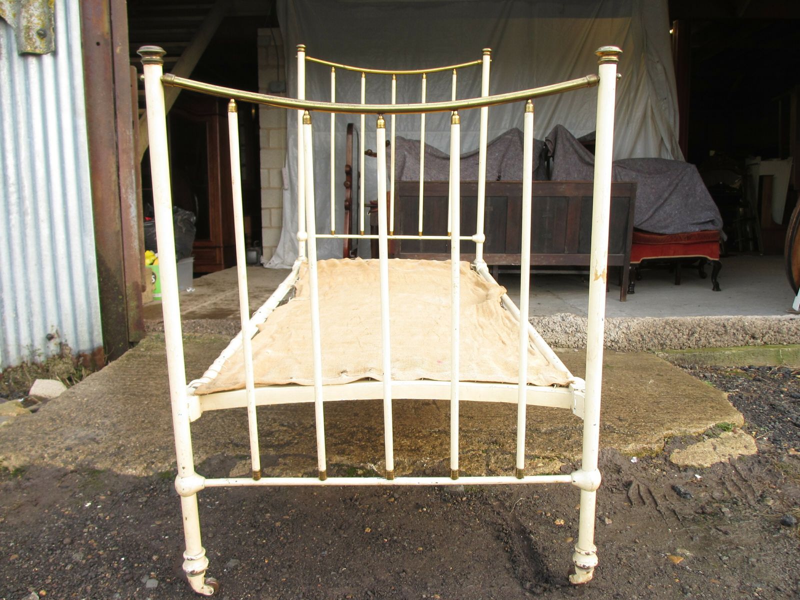 Victorian Brass And Iron Painted Single Bed photo furniture