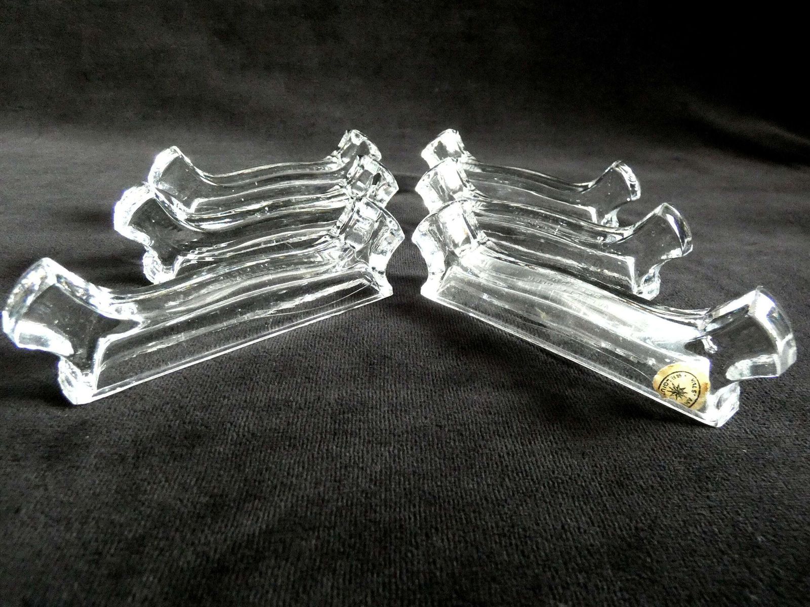 6 Vintage Val St Lambert Crystal Knife Rests, Belgium Knife Holders Vsl Val Saint Lambert, Vintage Crystal Glass Cutlery Rests, Belgium 40s photo buy