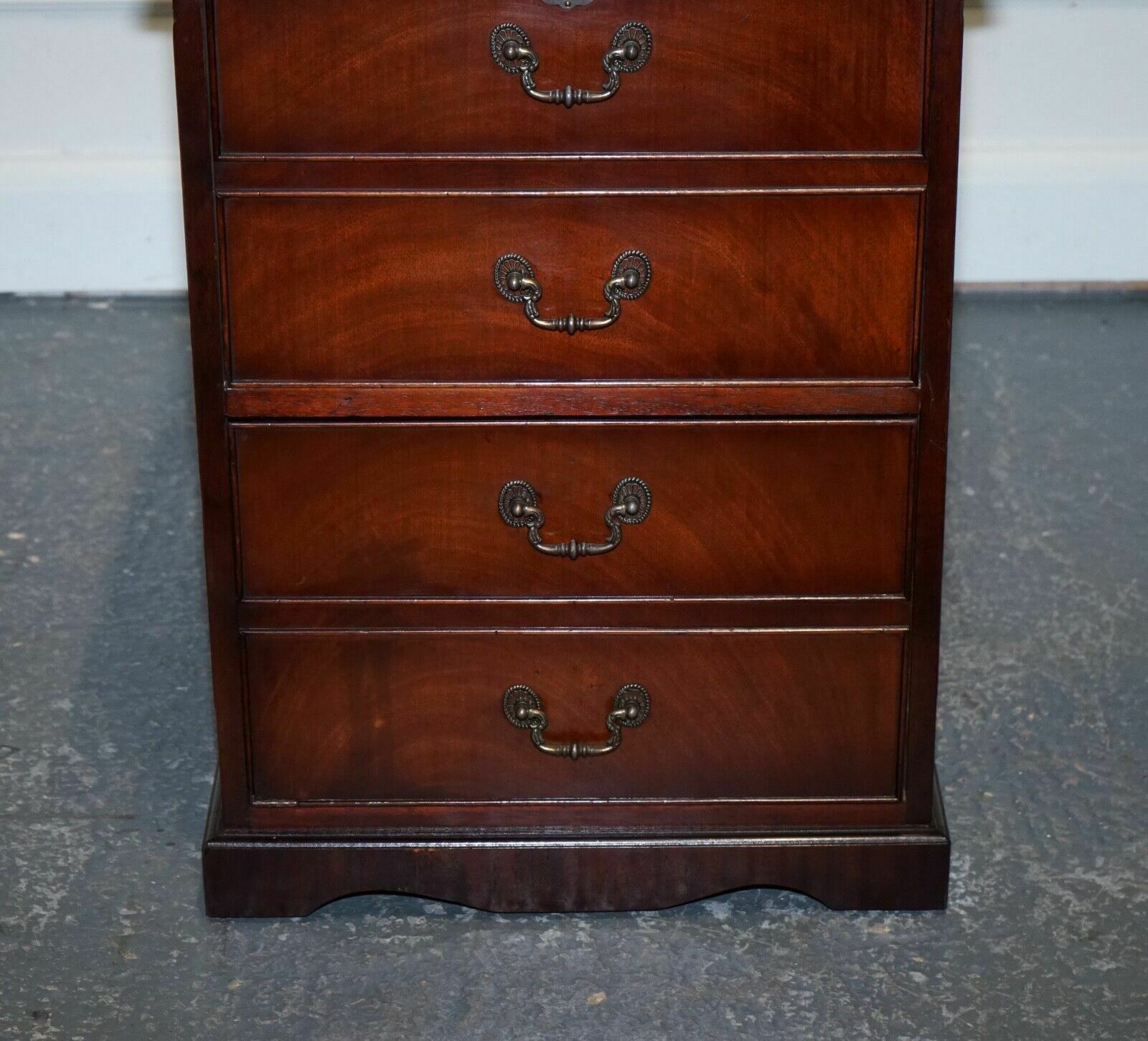 Mahogany Gold Embossed Brown Leather Top Filling Cabinet photo vinterior