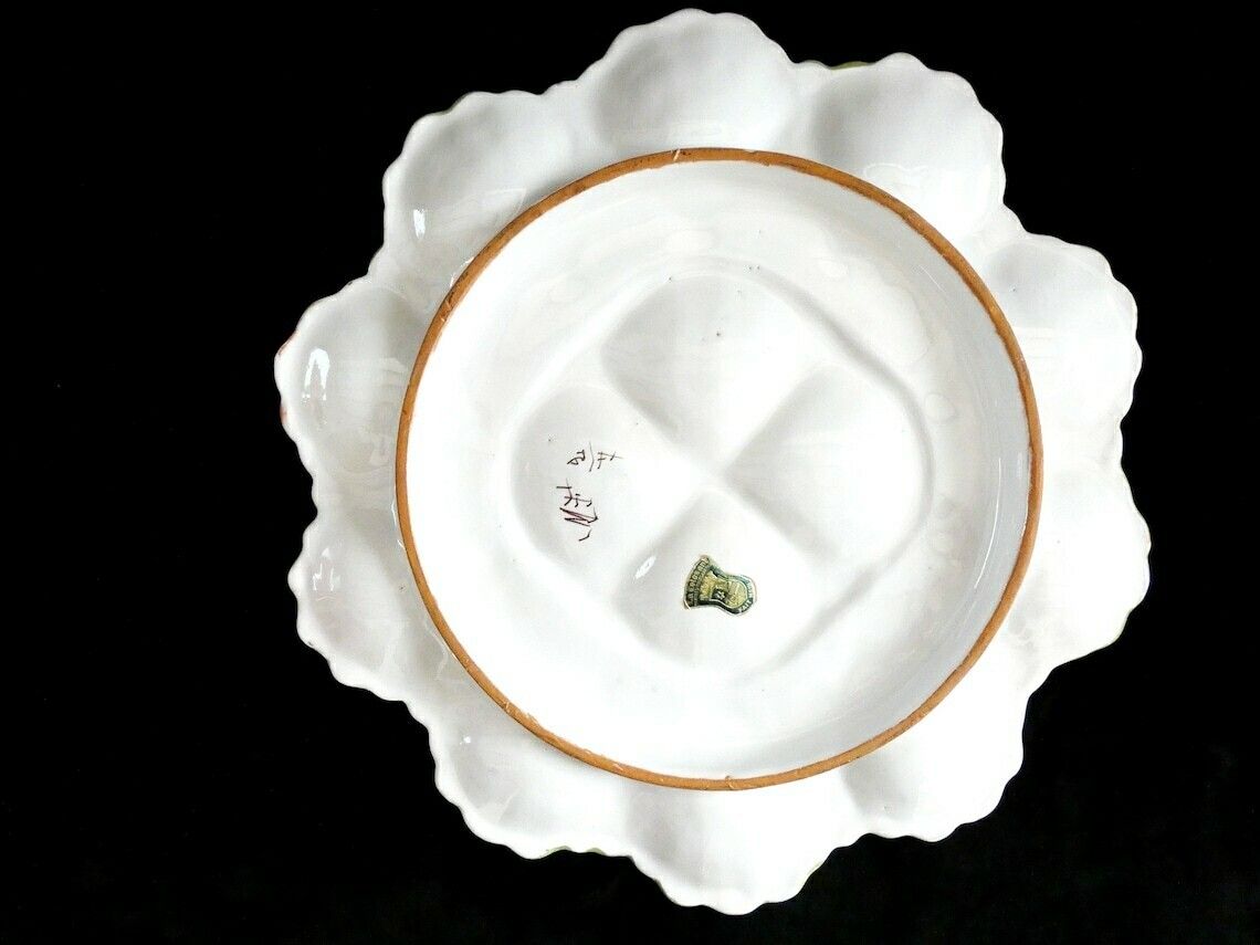 Zeldzame Grote Moustiers Martres Tolosane Oesterplaat Met Bloemendecor, Antiek Majolica Oesterschotel, M Tolosane Aardewerk, Frankrijk Jaren 1940 photo buy