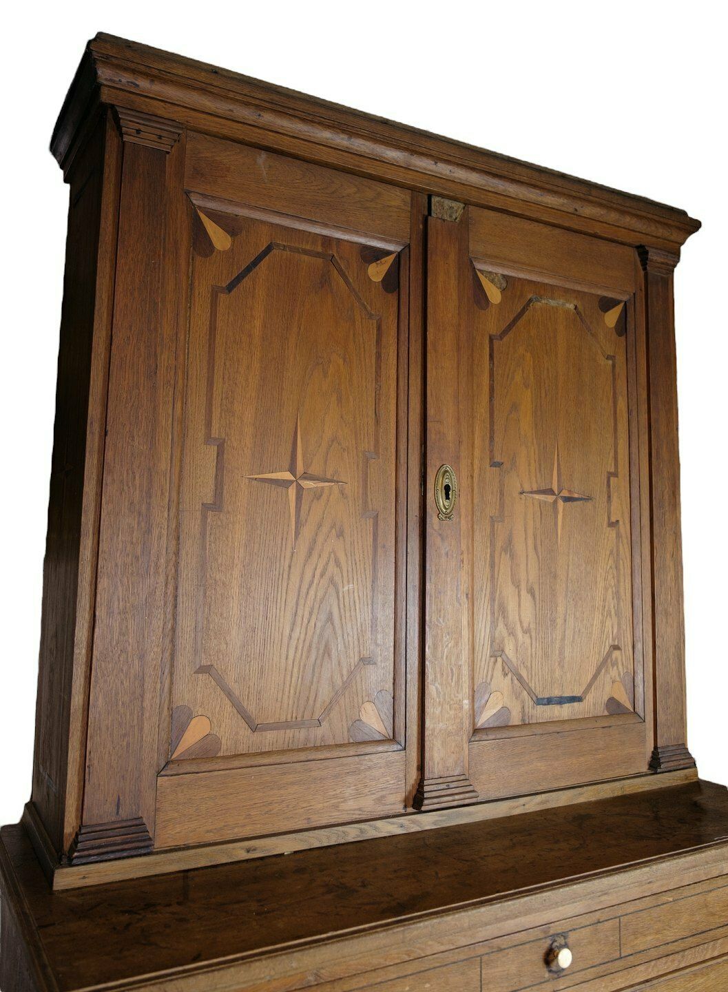Frisian Style Chest Of Drawers With Upper Cabinet In Oak From 1820s photo furniture