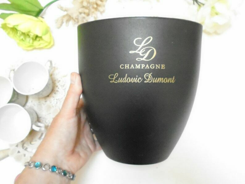Home Decor Vintage French Champagne Bucket By Ludovic Dumont, France, Matt Black Acrylic Wine Cooler photo