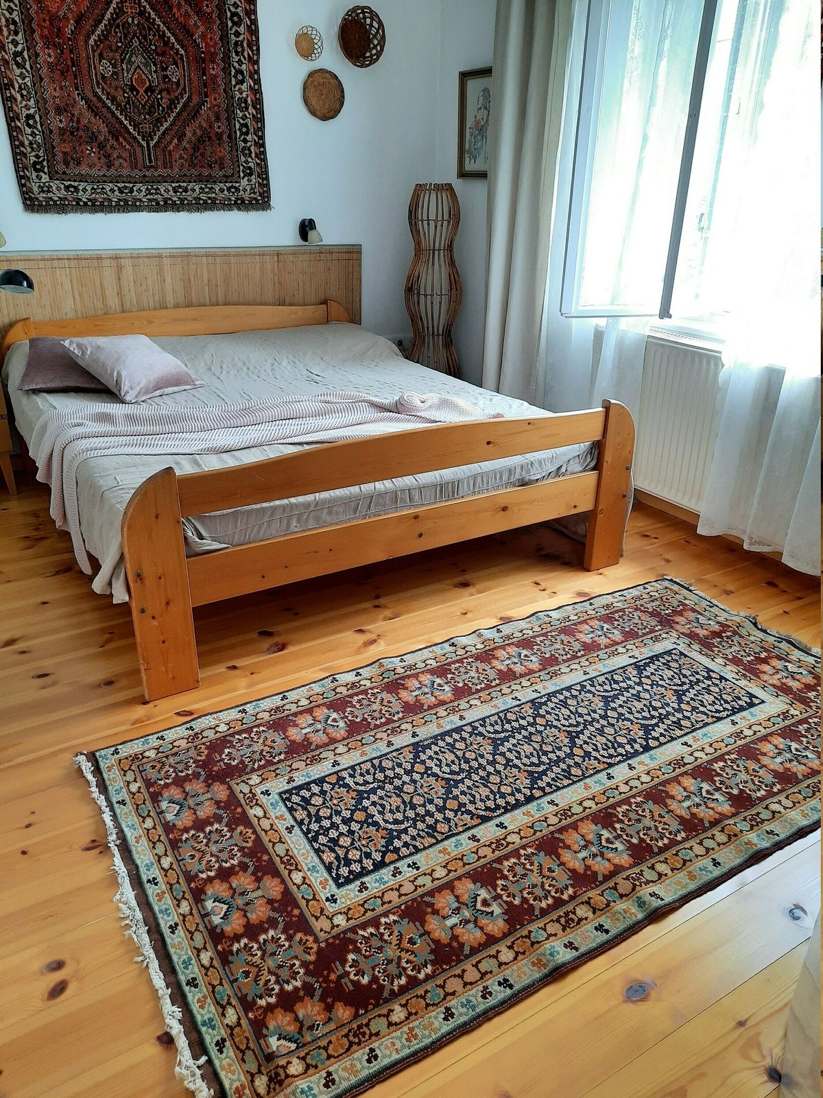 Small Antique Caucasian Runner Rug  Old Brown Green Blue Turkish Carpet