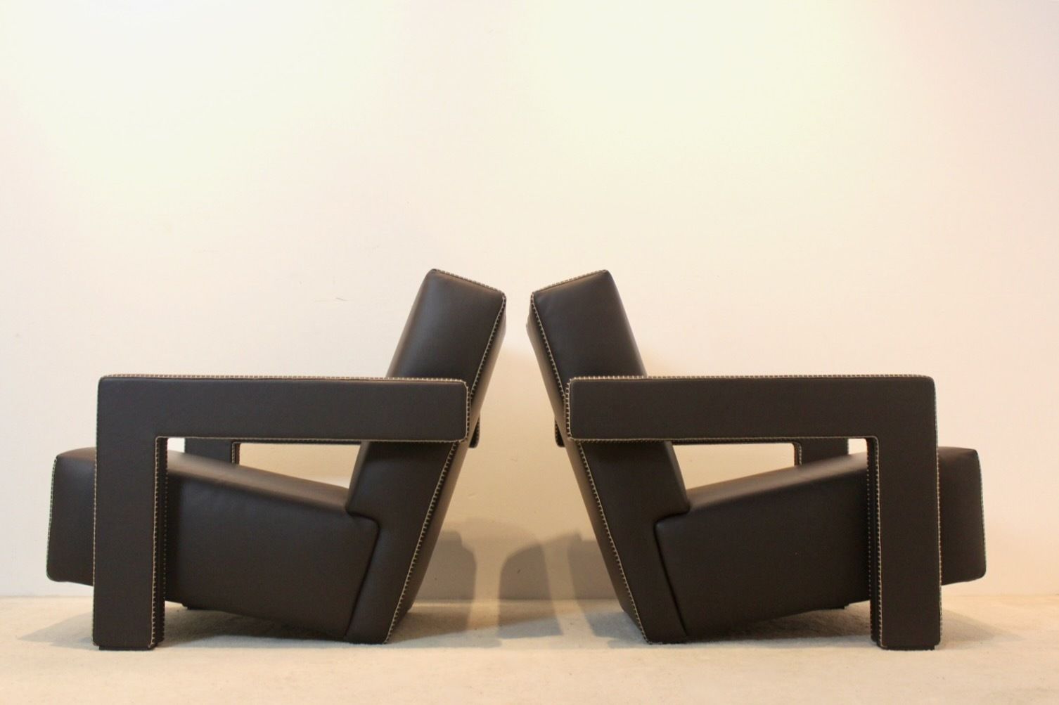 Chocolate Brown Leather ‘Utrecht’ Lounge Chairs By Gerrit Rietveld For Cassina photo buy