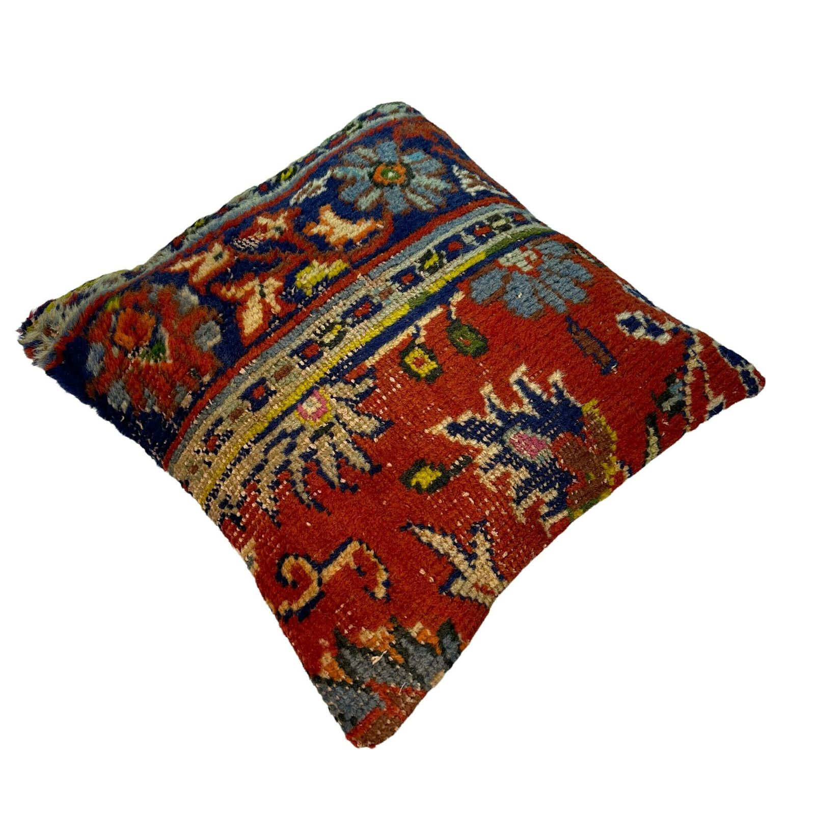 18'' X 18'' Vintage Hand Made Rug Cushion Cover, 45 X 45 Cm Decorative Rug Pillow Cover, Large Vintage Turkish Rug Cushion Cover photo furniture
