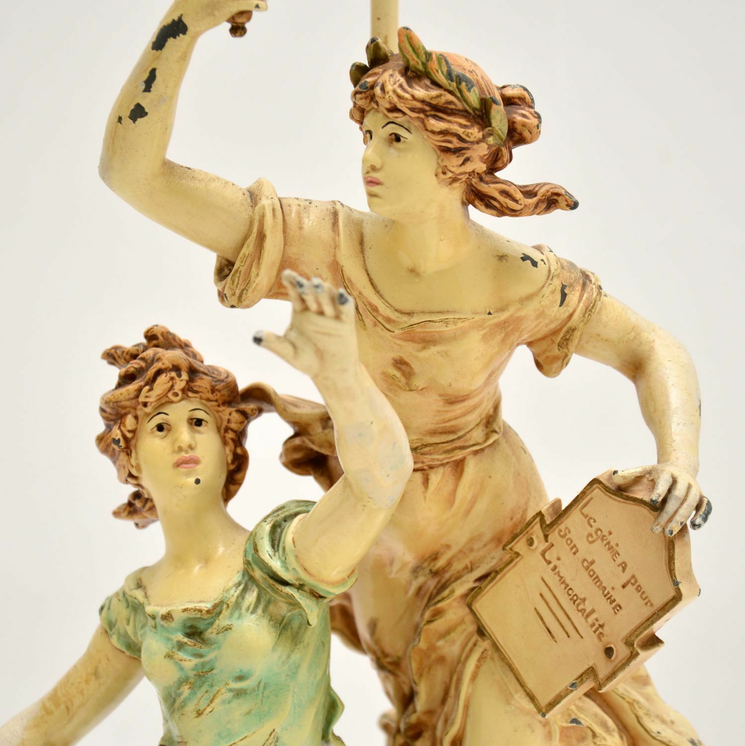 Large Antique Art Nouveau Table Lamp By L & F Moreau photo for sale