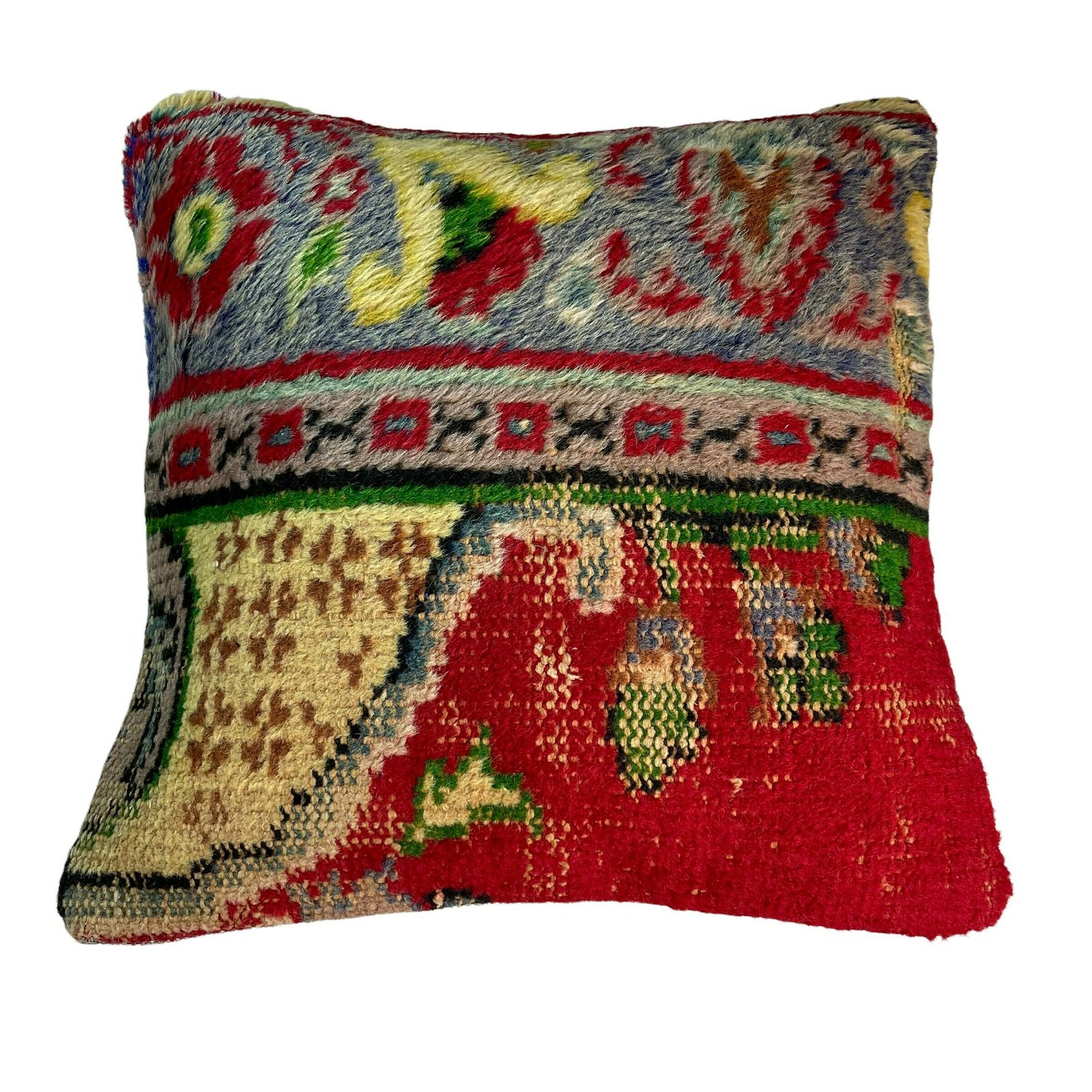 18'' X 18'' Vintage Hand Made Rug Cushion Cover, 45 X 45 Cm Decorative Rug Pillow Cover, Large Vintage Turkish Rug Cushion Cover photo vintage
