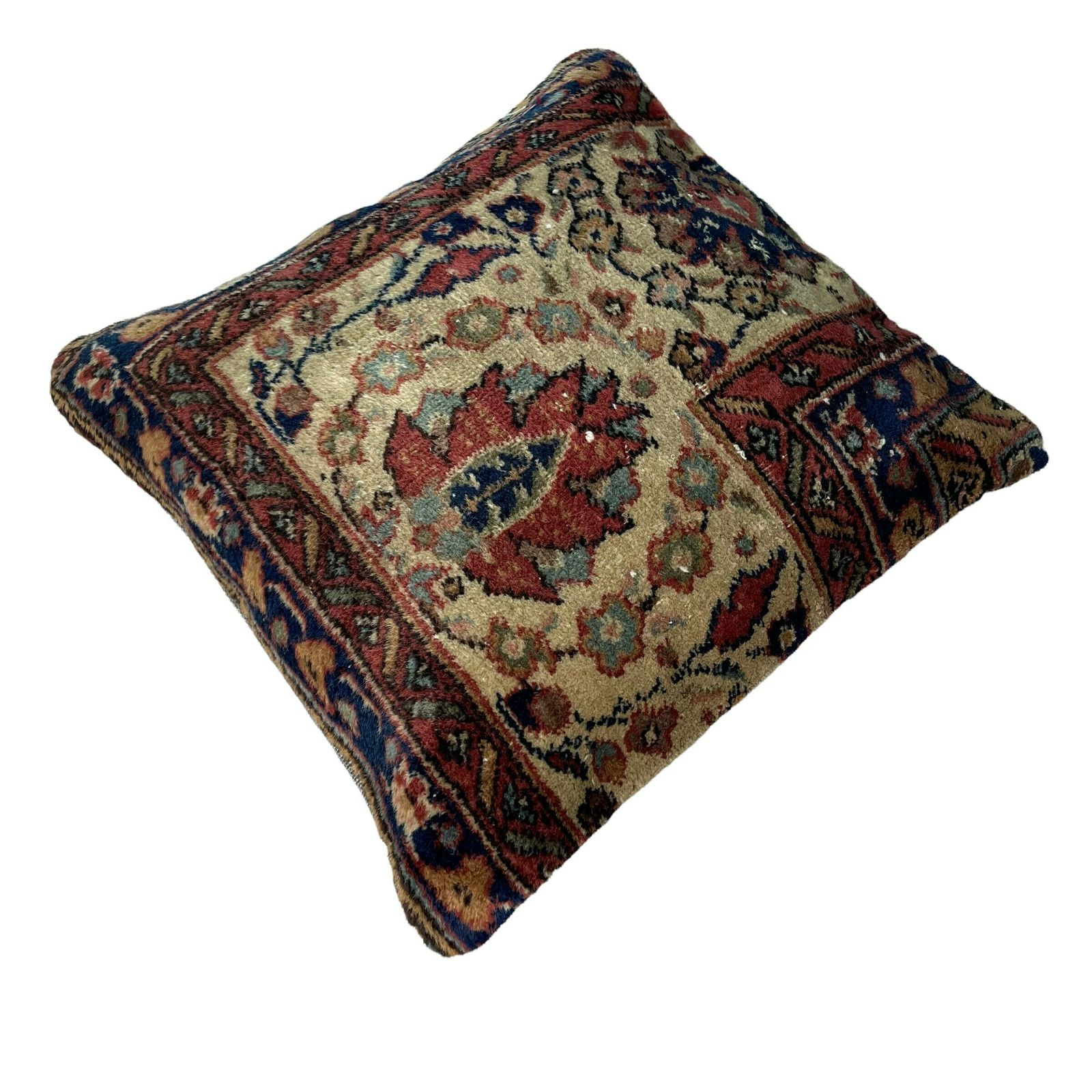photo furniture 18'' X 18'' Vintage Hand Made Rug Cushion Cover, 45 X 45 Cm Decorative Rug Pillow Cover, Large Vintage Turkish Rug Cushion Cover