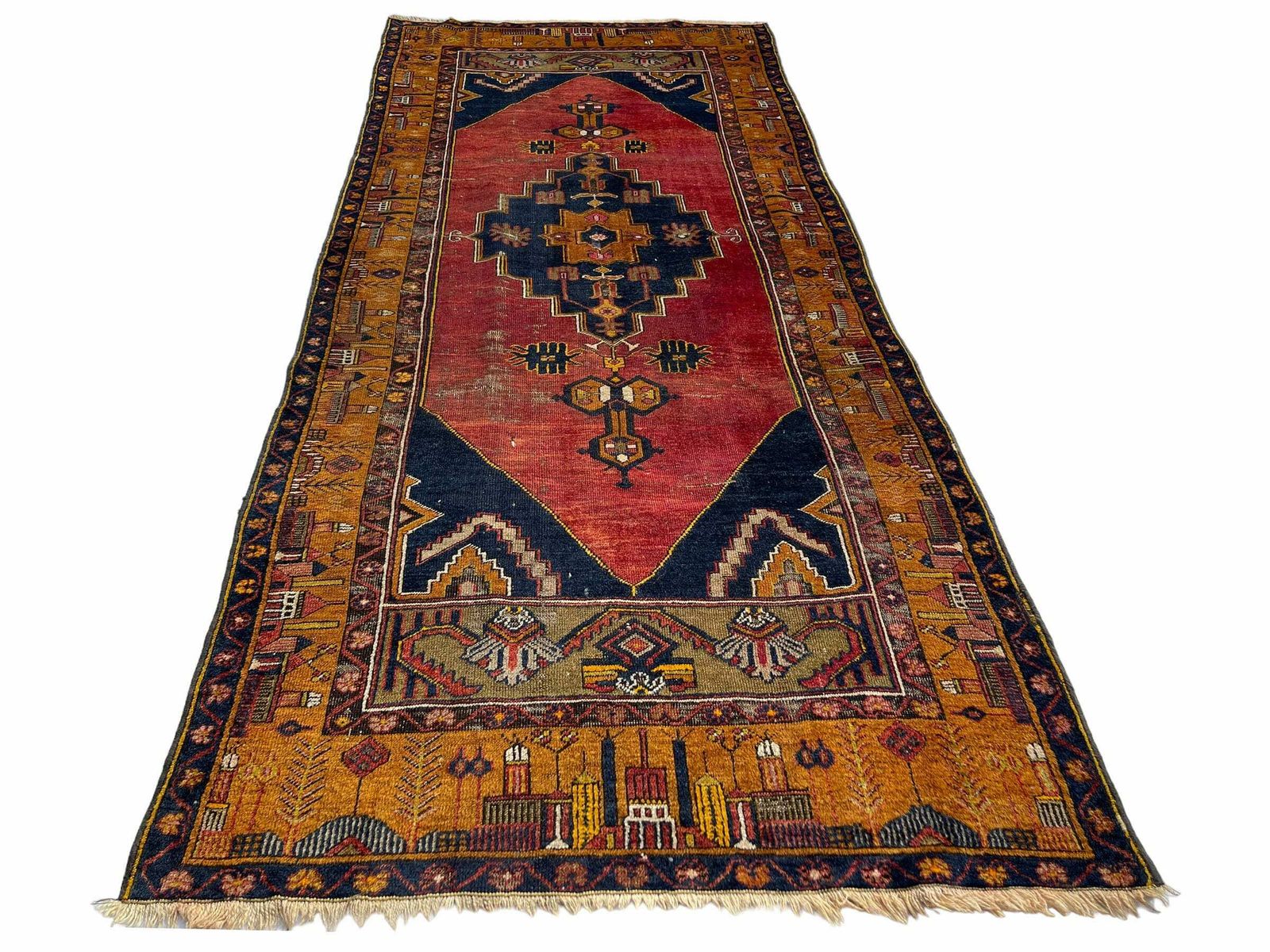 Antique Turkish Rug Runner ,Feiner Handgeknüpfter Orientteppich Türkisch Teppich Läufer , 280 X 120 Cm photo for sale