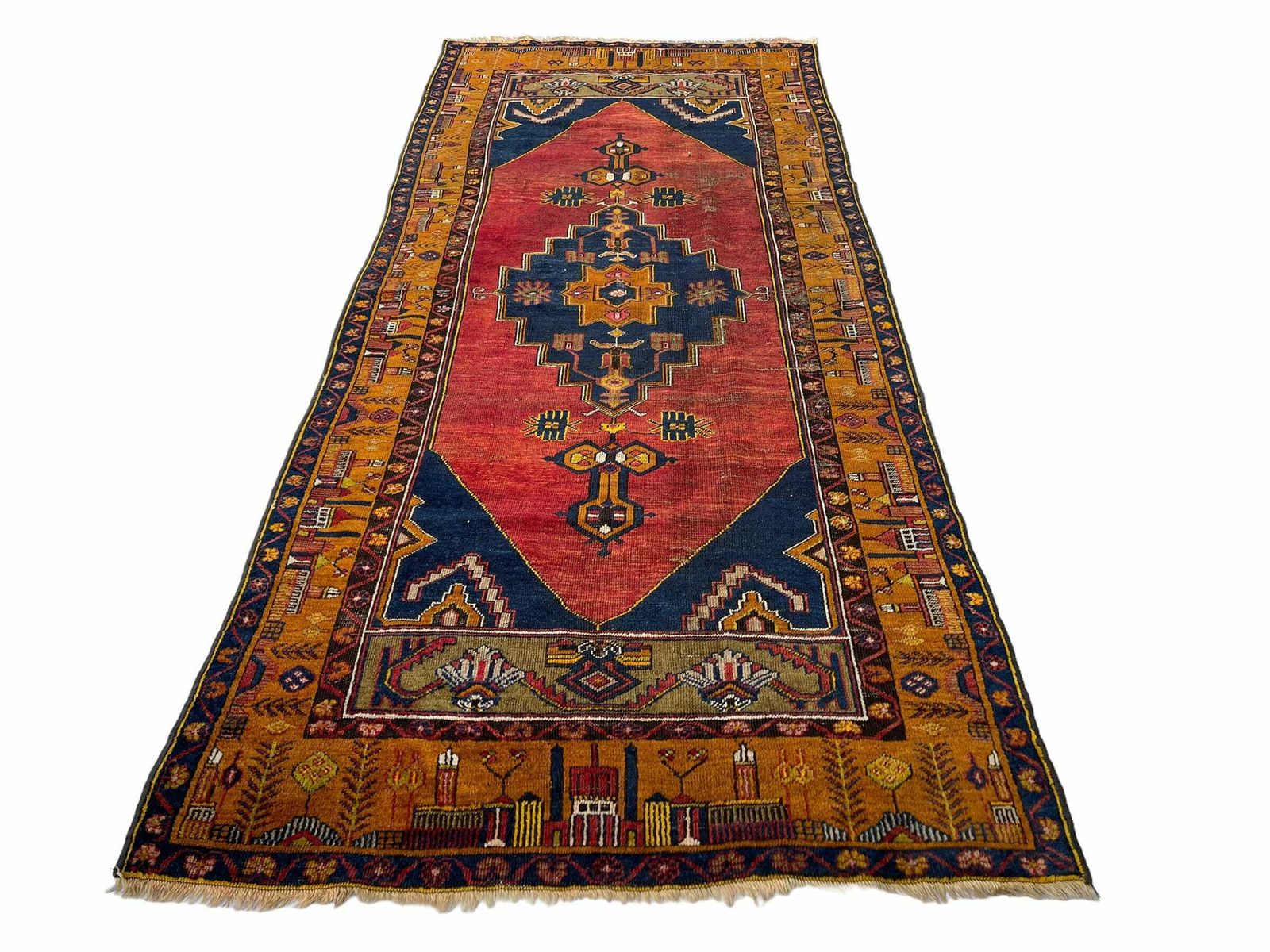 Antique Turkish Rug Runner ,Feiner Handgeknüpfter Orientteppich Türkisch Teppich Läufer , 280 X 120 Cm photo buy