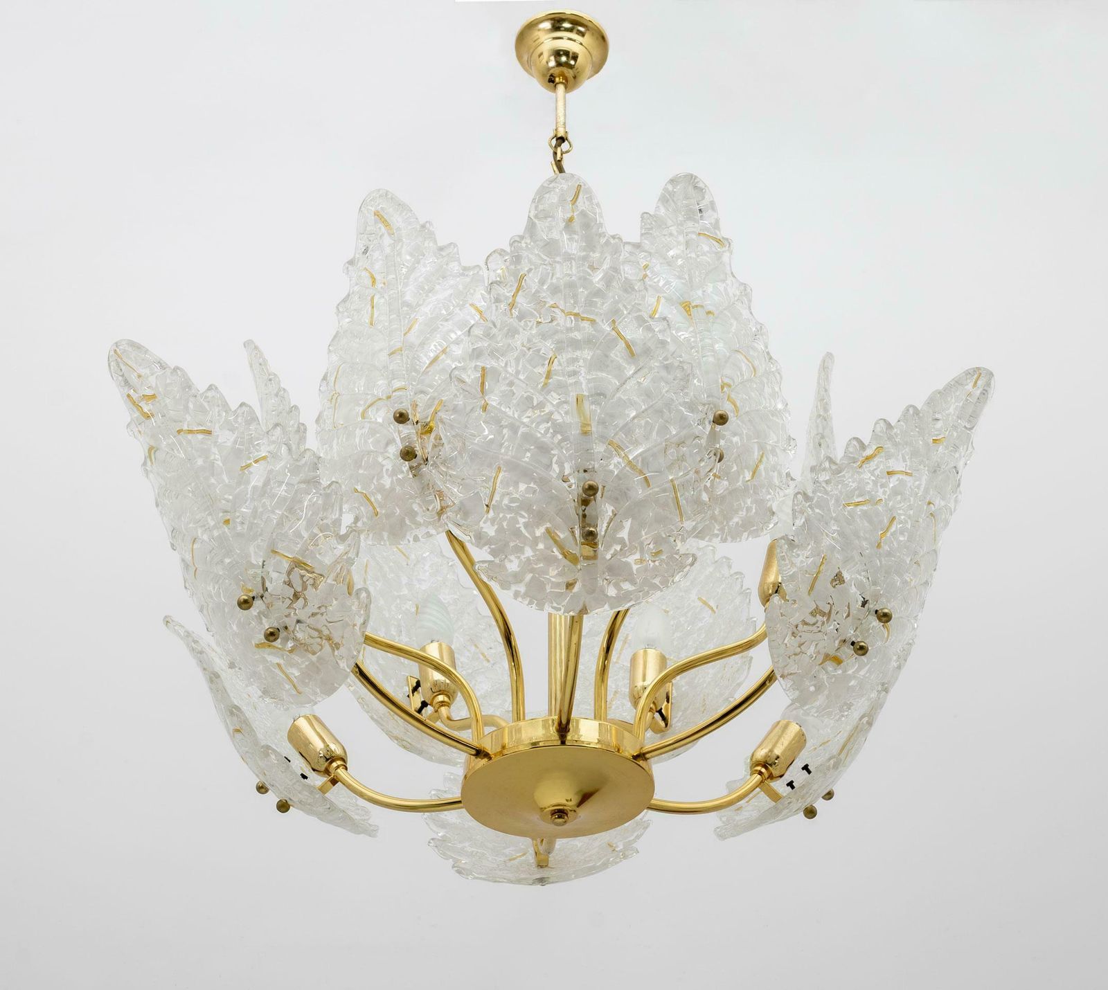 Mid Century Modern Italian Brass And Murano Glass Chandelier, 1970s photo furniture