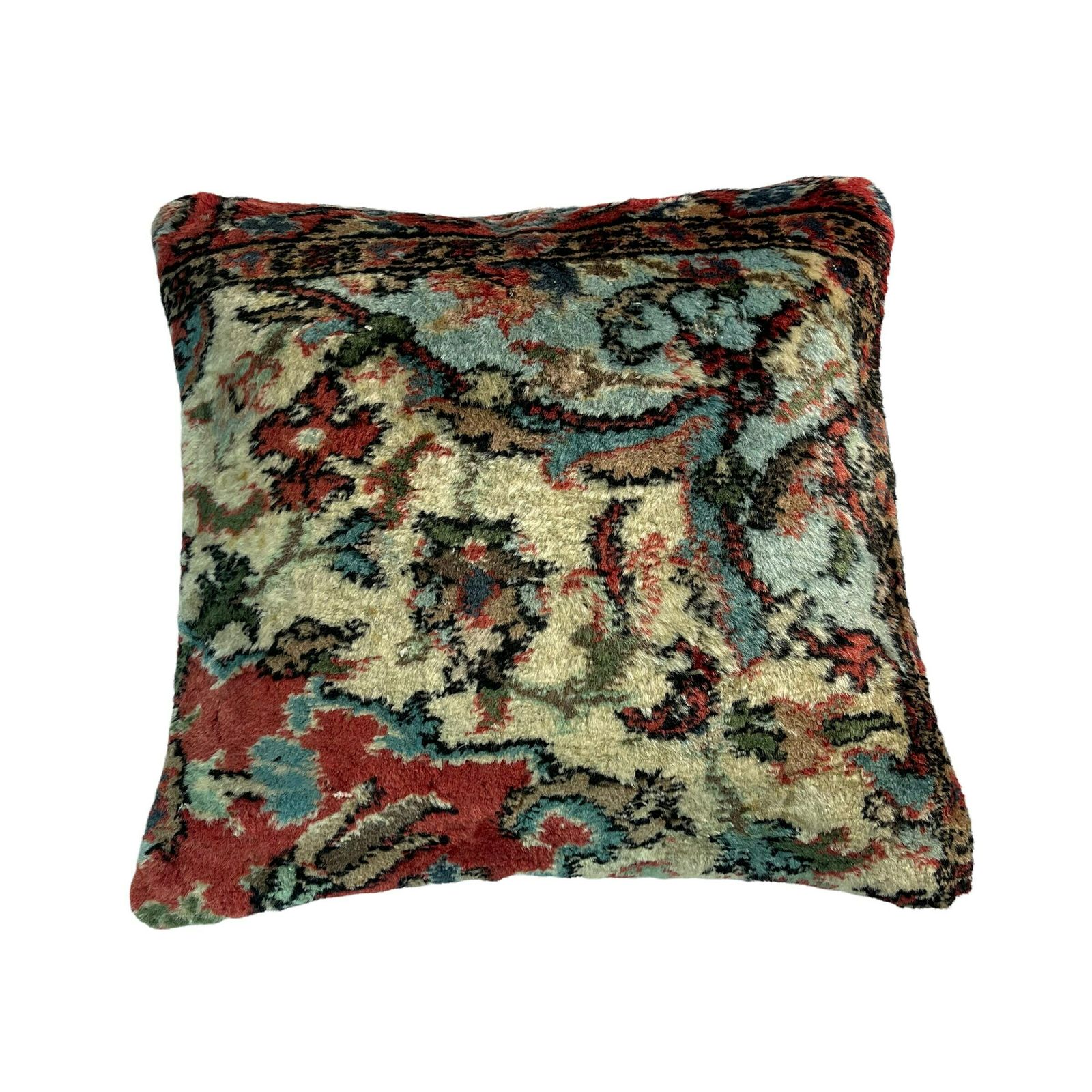 18'' X 18'' Vintage Hand Made Rug Cushion Cover, 45 X 45 Cm Decorative Rug Pillow Cover, Large Vintage Turkish Rug Cushion Cover photo vintage