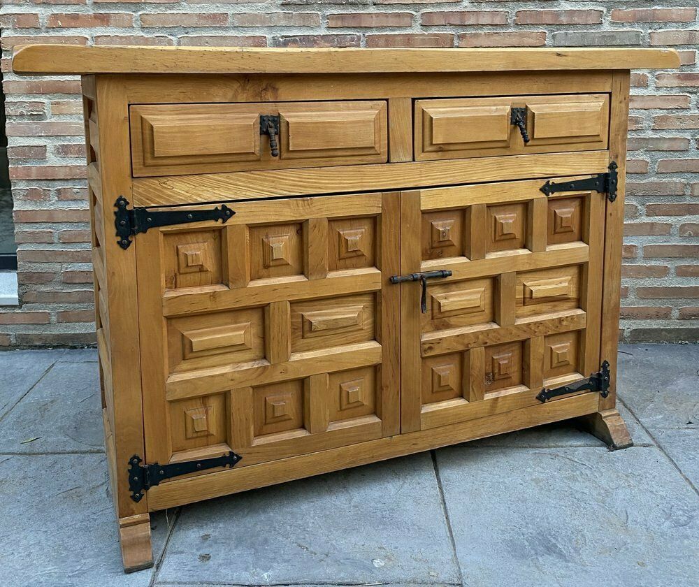 Spanish Catalan Carved Walnut Chest Of Drawers, 1940s photo furniture
