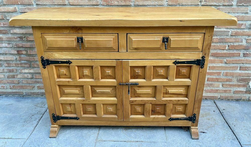 Spanish Catalan Carved Walnut Chest Of Drawers, 1940s photo Furniture