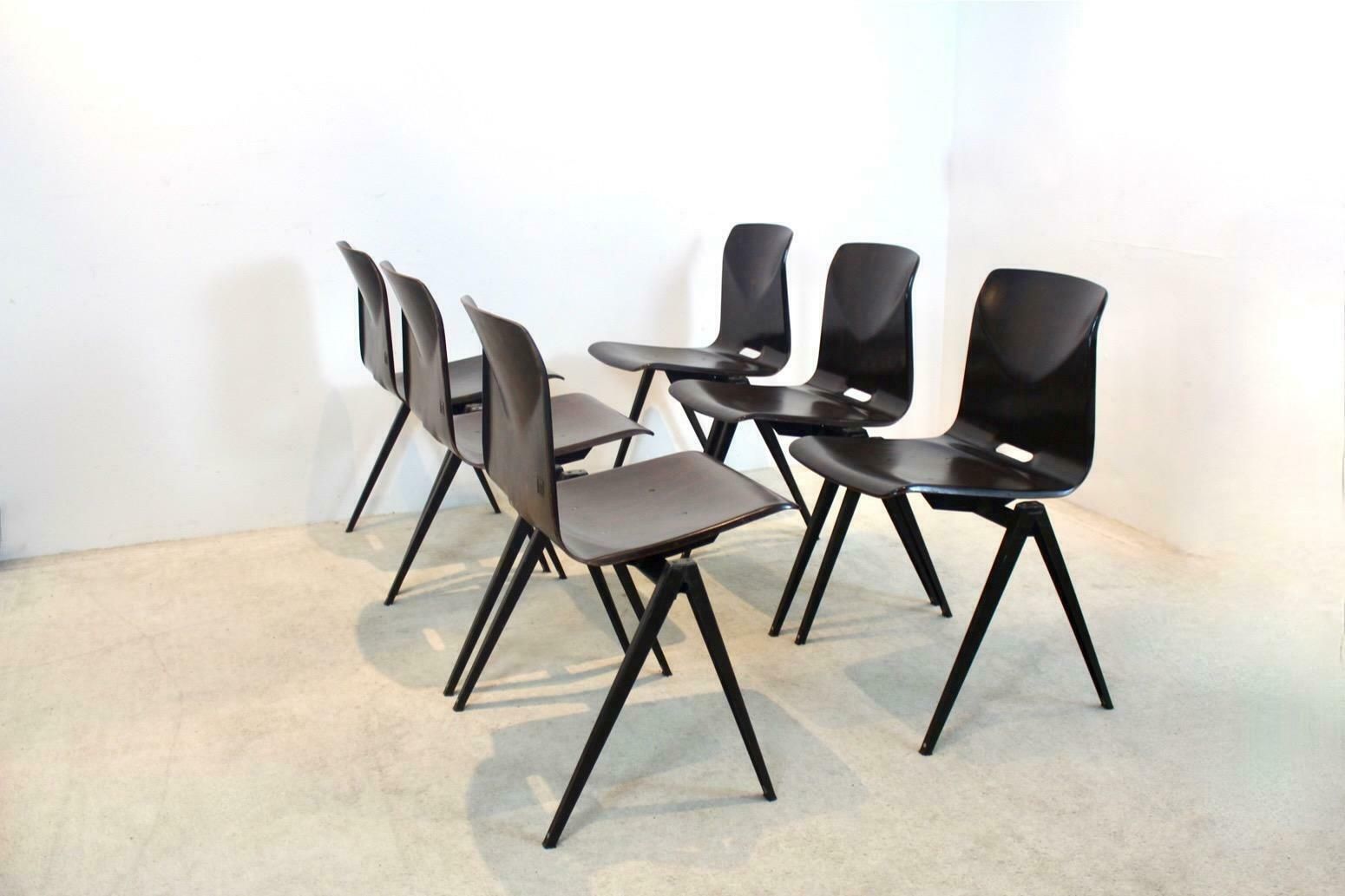 Stock Of Stackable Pagholz Galvanitas S22 Industrial Diner Chair In Wenge photo Furniture