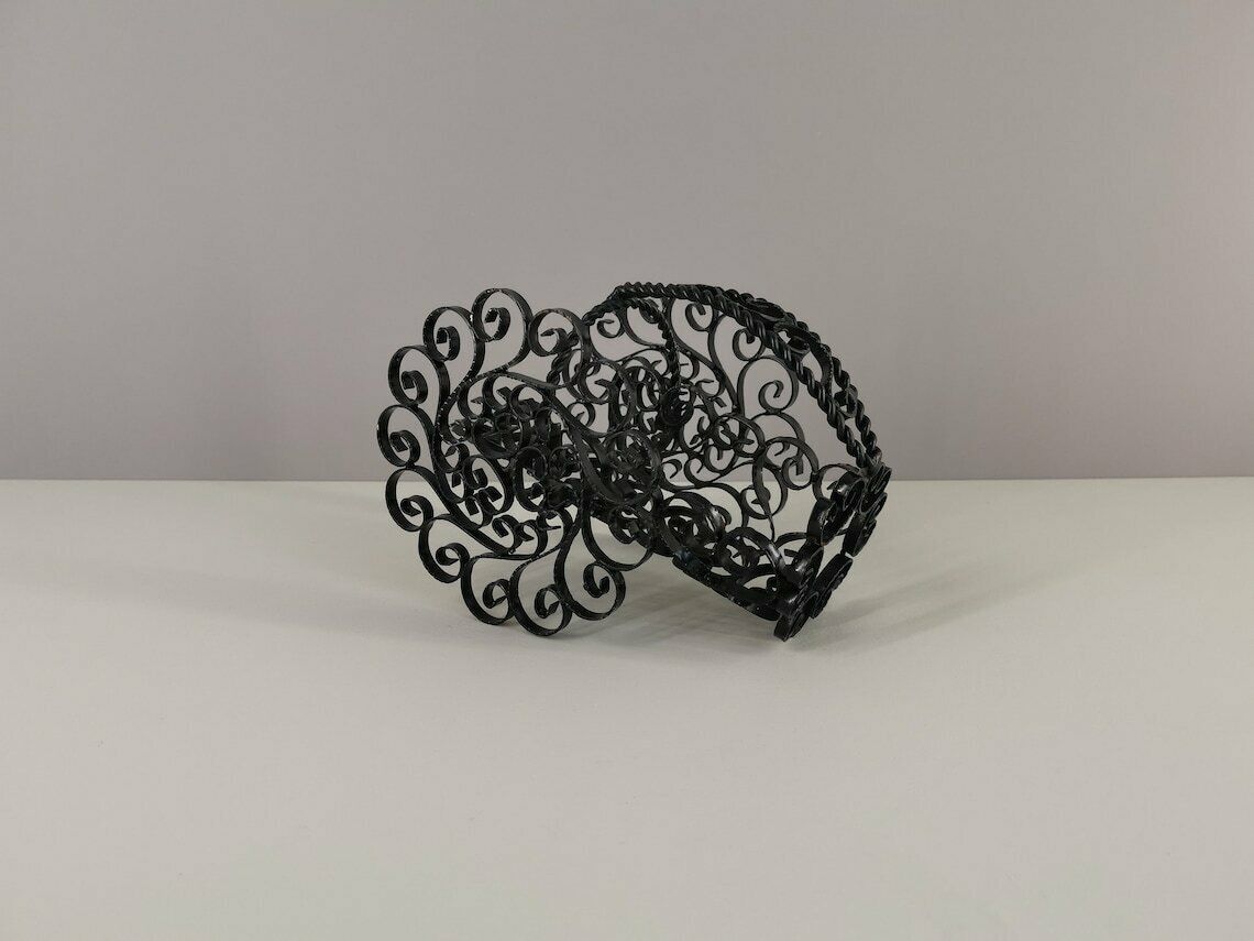 Wrought Iron Bottle Holder Vintage Spain 60s Gothic Style Mid Century 1950 20th Century photo 65.0