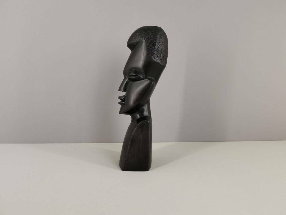 African Bust In Exotic Wood Carved In The Mass Very Heavy Africa Decoration African Art 1980 Xxth Century photo 124.0