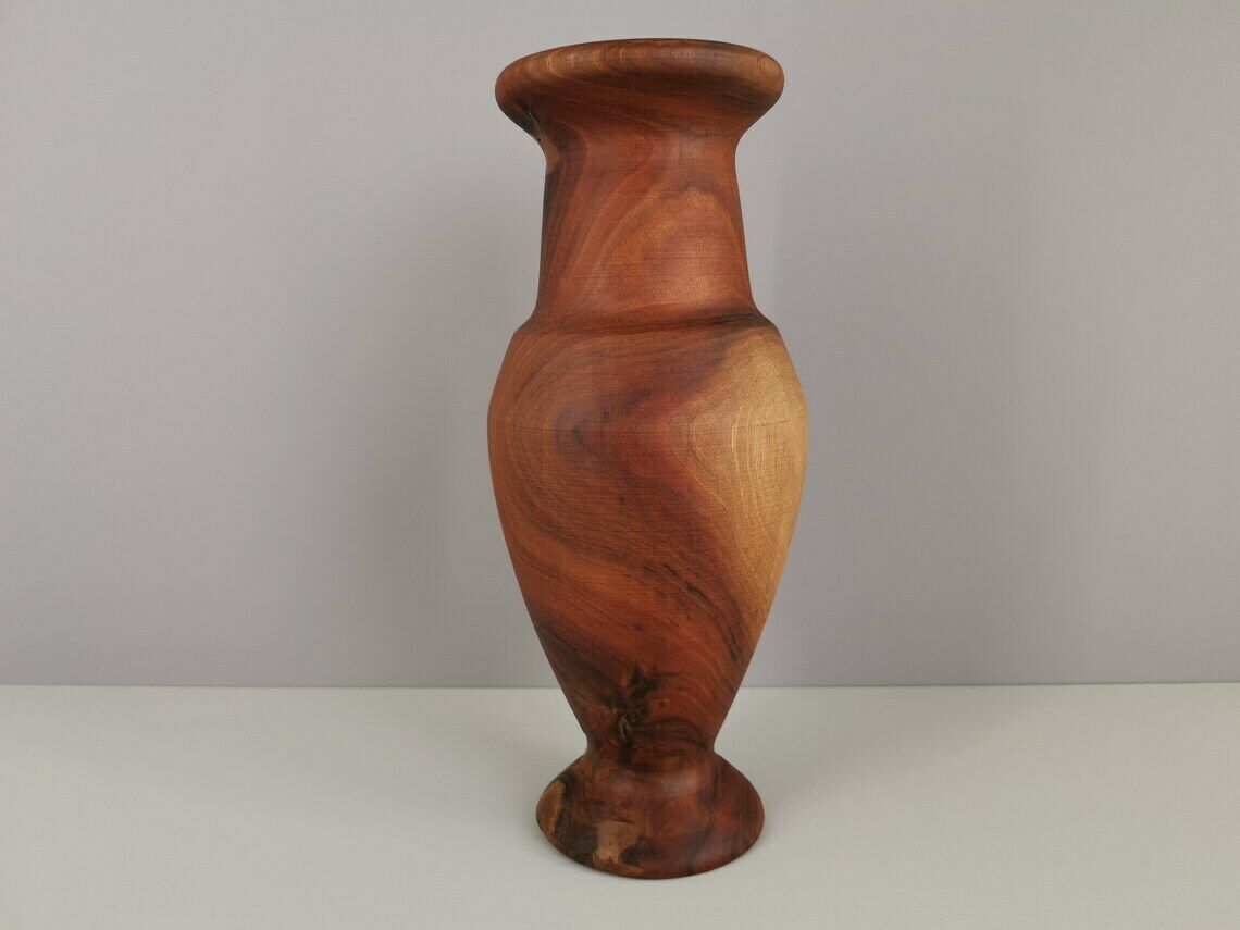 Wooden Vase Turned In The Mass Handmade 60s Mid Century France Decoration Xxth Century Brutalist photo for sale
