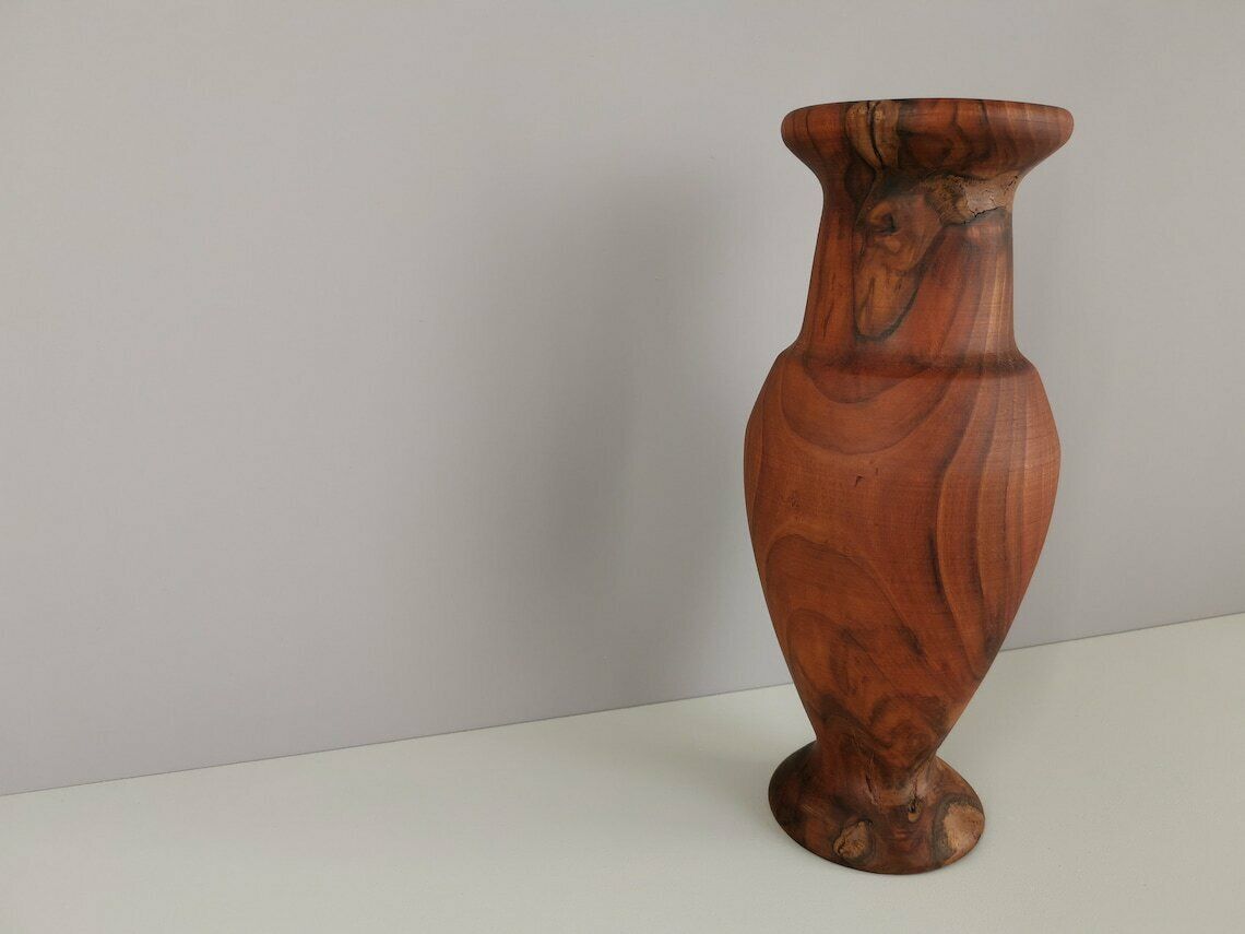 Wooden Vase Turned In The Mass Handmade 60s Mid Century France Decoration Xxth Century Brutalist photo Home Decor